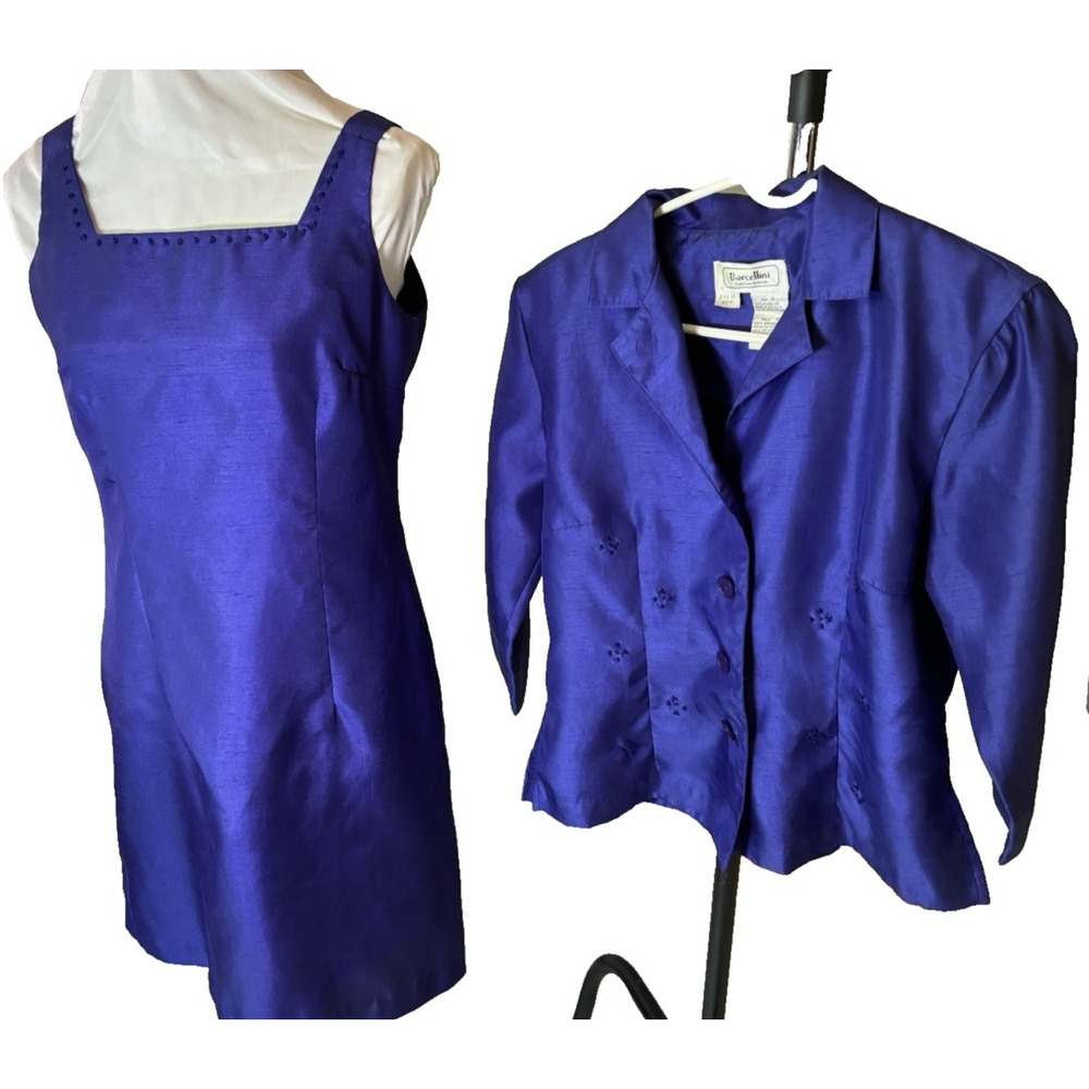VTG BORCELLINI Set, Sz 10, Exclusive Creations royal blue Maxi Dress & jacket